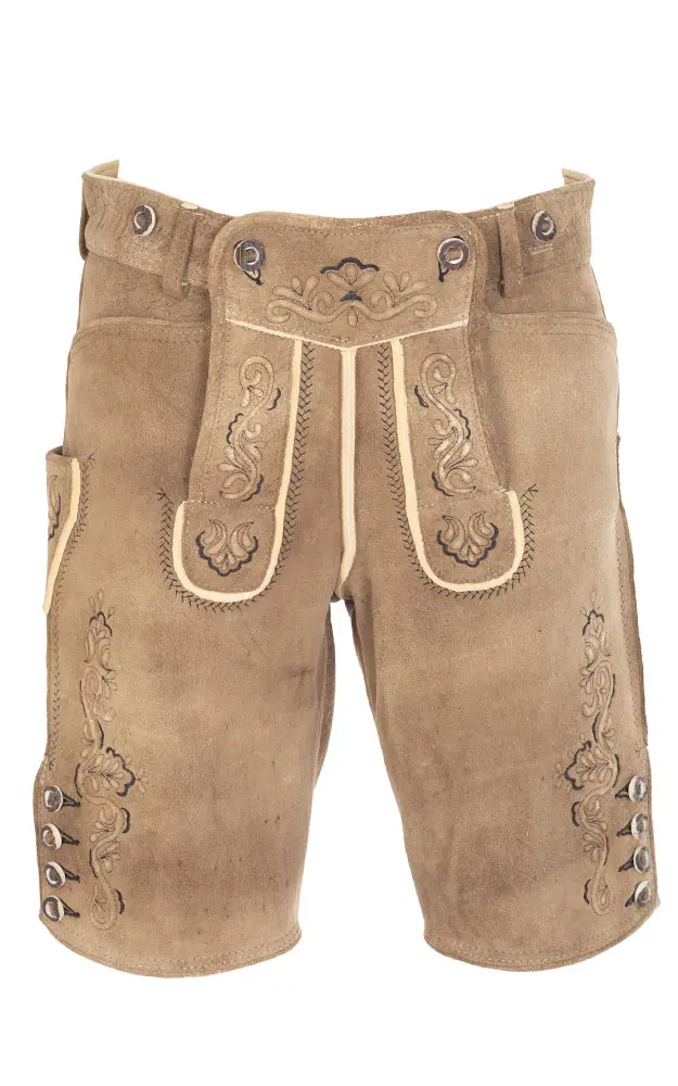 Hirschlederhose Alois ohne Träger, wilderer mittelbraun