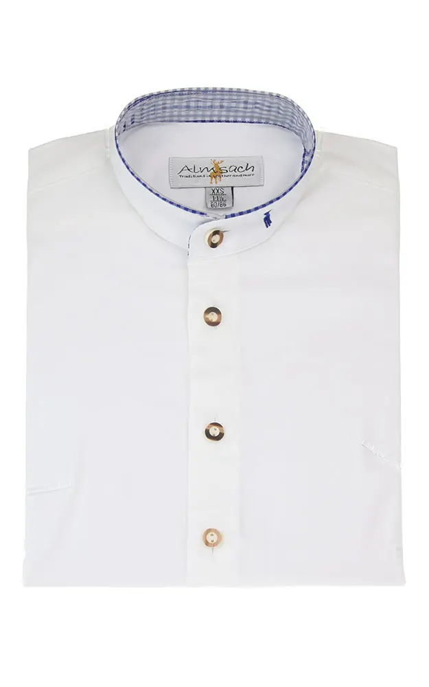 Kinderhemd 923, SK weiß Kragen blau