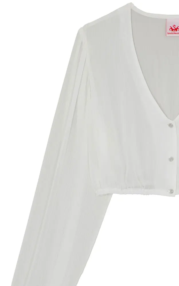 Dirndlbluse Efeu, offwhite Chiffon