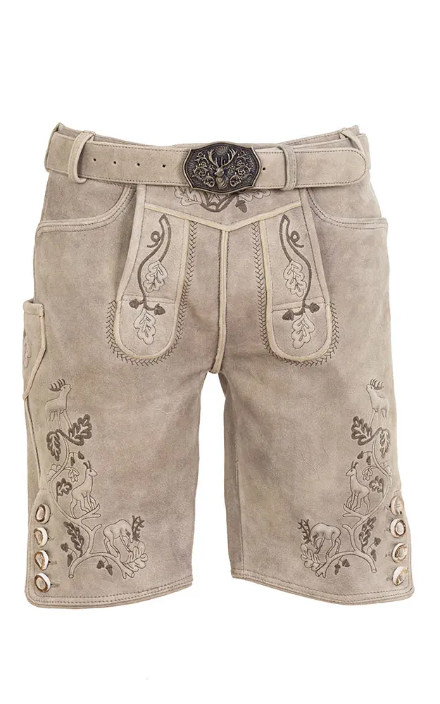 Lederhose 7741 mit Gürtel, hellbraun