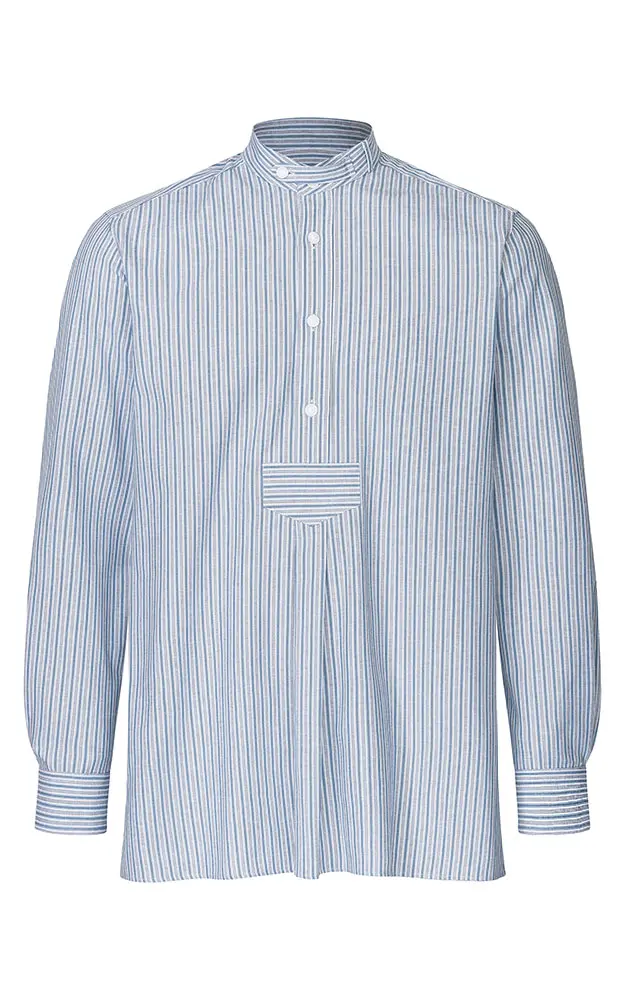 Hemd Mirko, blau/weiß Stehkragen