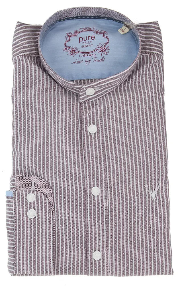 Hemd C62623-21617, weinrot - Slim fit