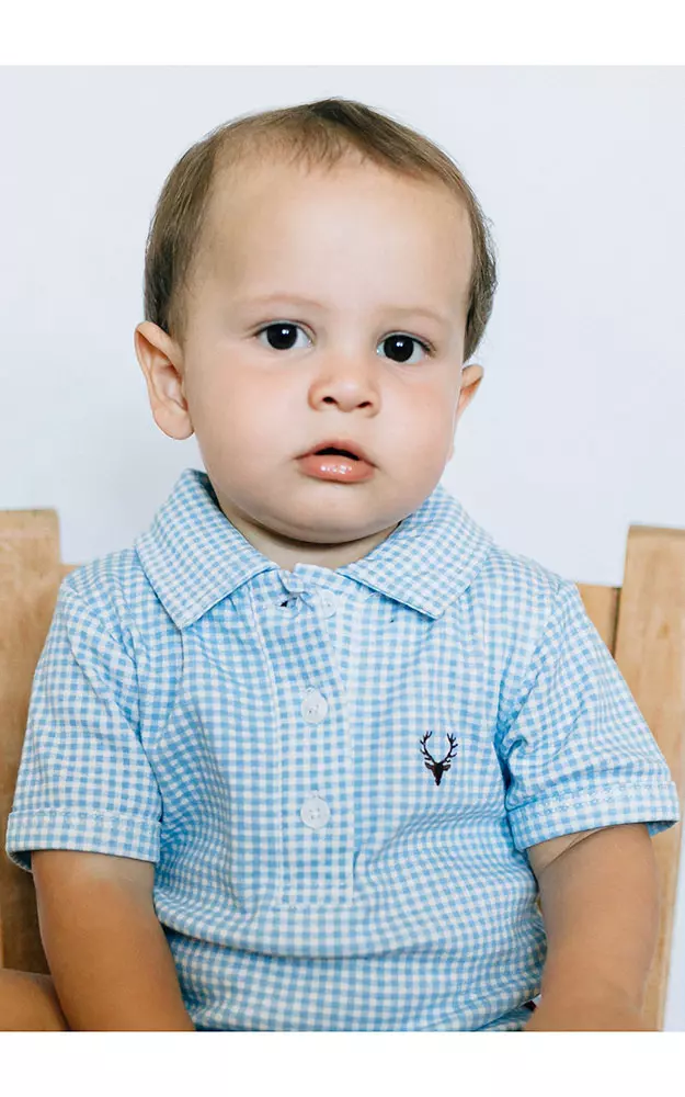 Baby-Body Basti kurzarm, blau/weiß