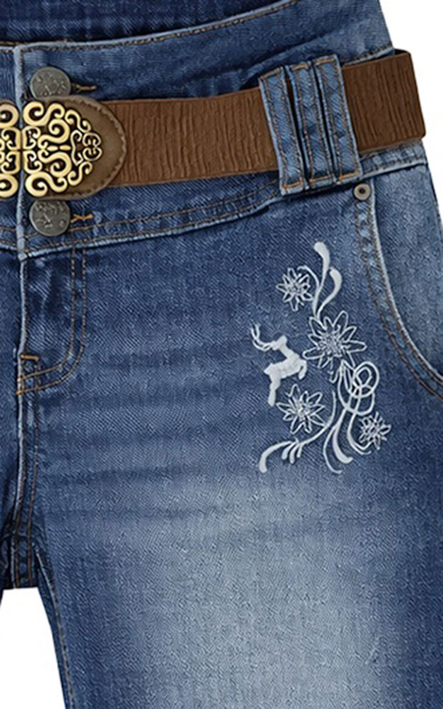 Damen Jeans Short inkl. Gürtel, blau
