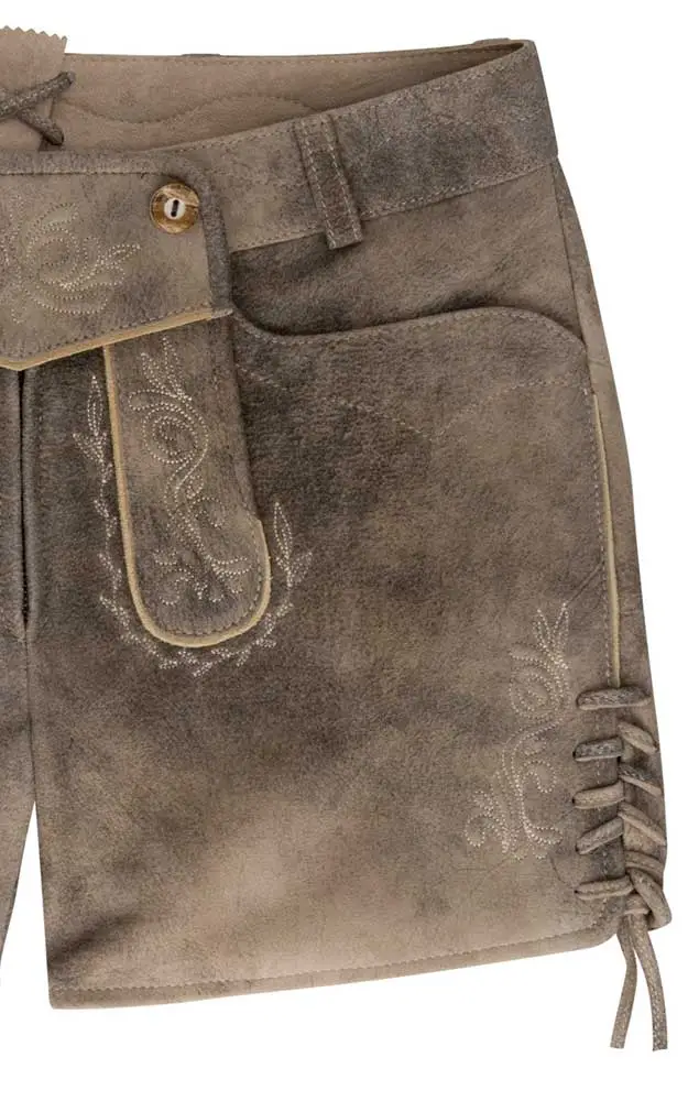 Damenlederhose Barbie, grau/beige