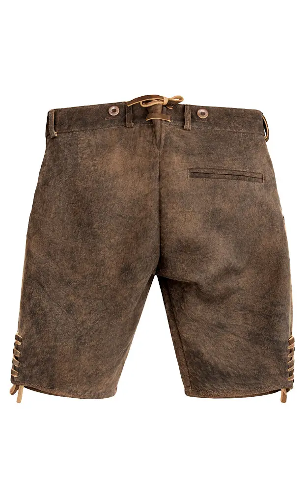 Hirschlederhose Ludwig ohne Träger, rauchschwarz