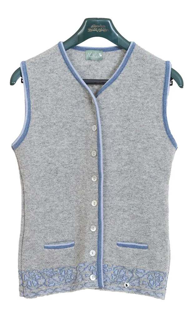 Strickweste Magdi, grau/blau