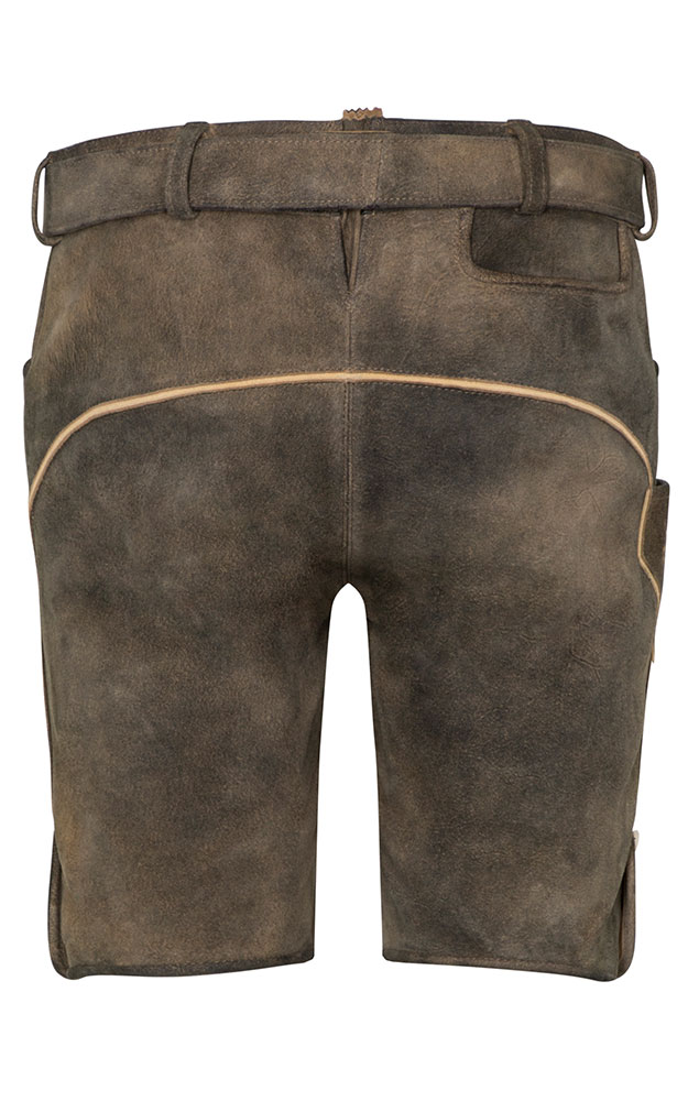 Lederhose Adrian mit Gürtel, braun rustikal