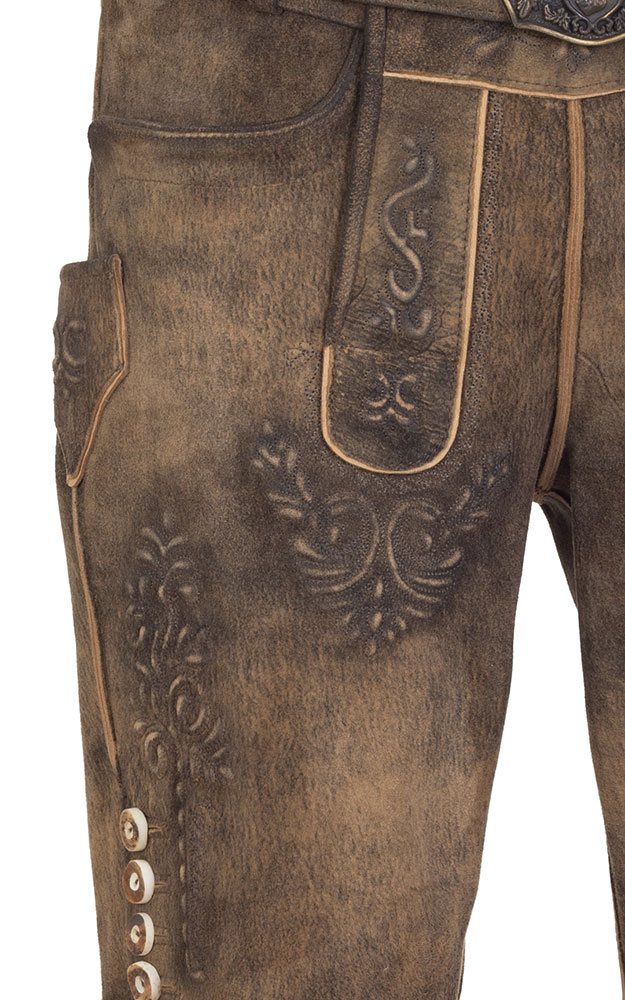 Lederhose Wernhart mit Gürtel, espresso