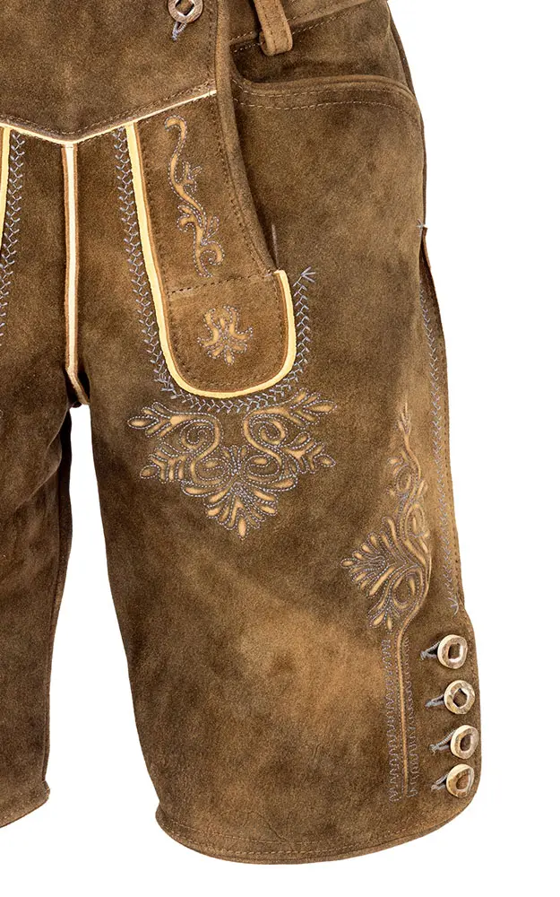Lederhose Donau2 ohne Träger, braun/blau