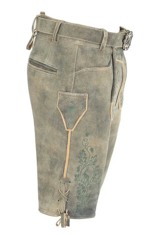 Lederhose Oliver mit Gürtel, mittelbraun