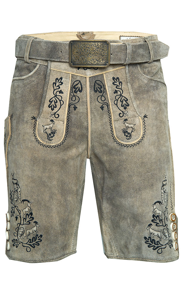 Lederhose Luigi mit Gürtel, graubraun