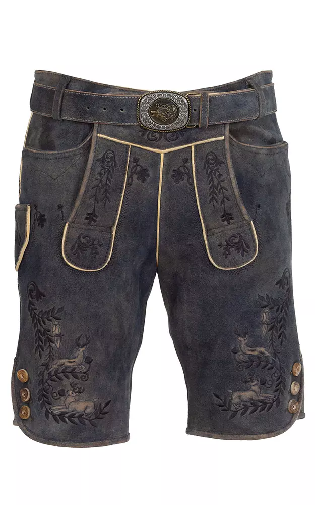 Lederhose Horgen mit Gürtel, schiefer anthtrazit