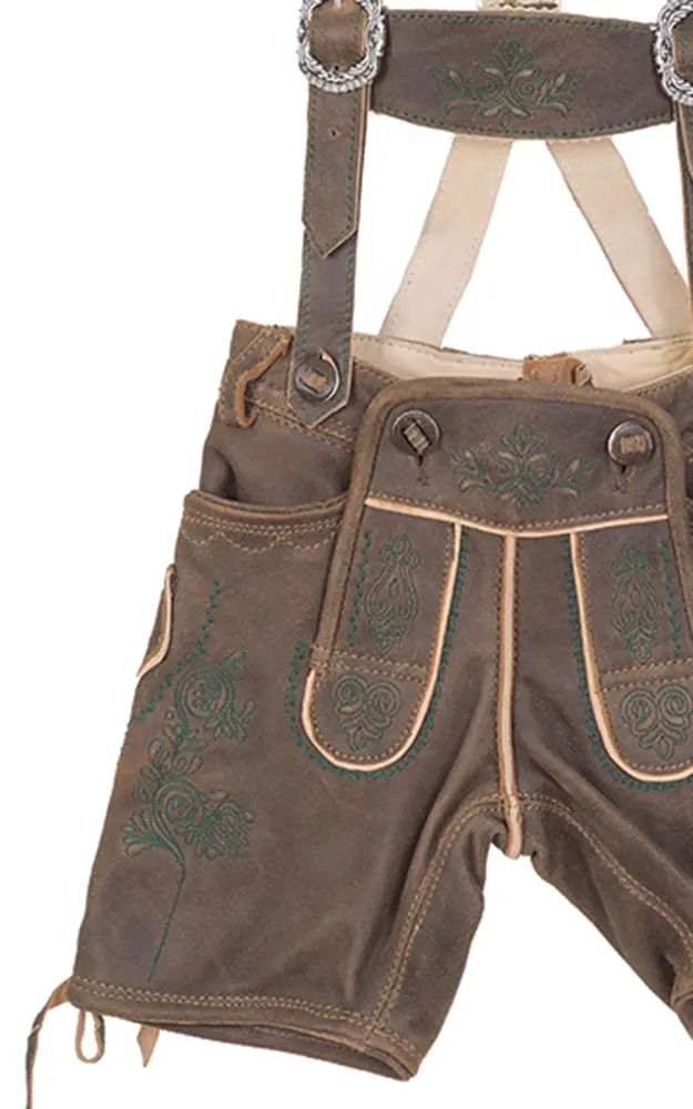 Kinder-Lederhose 504 mit Träger, Nappa/grün