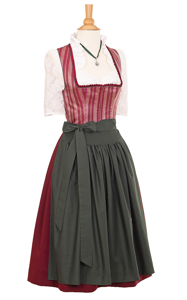 Blusendirndl Glemmtal /E weinrot, mit Schürze