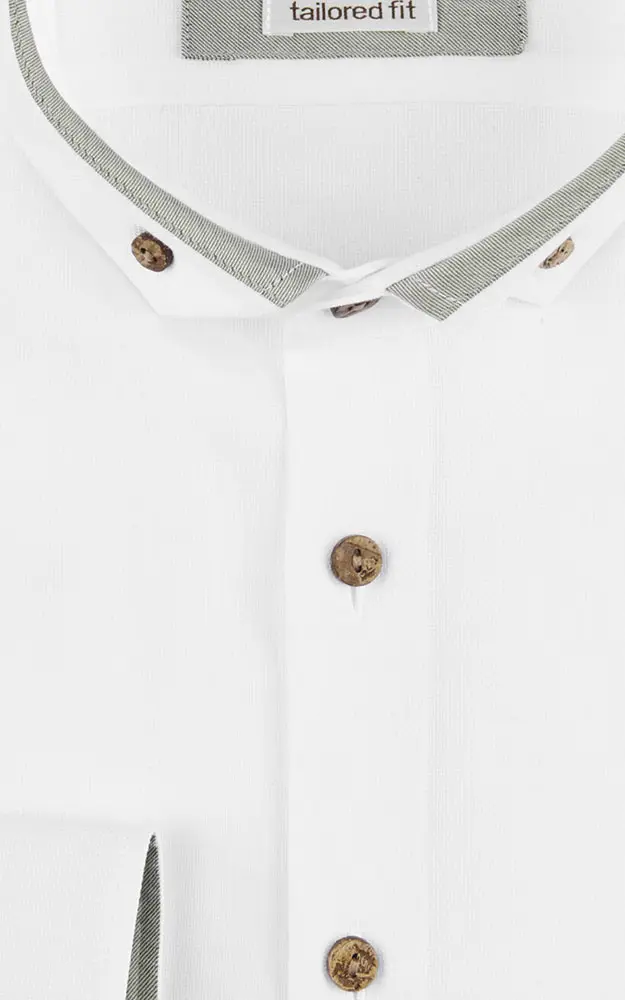 Hemd Klostersee weiß/salbei - Tailored fit