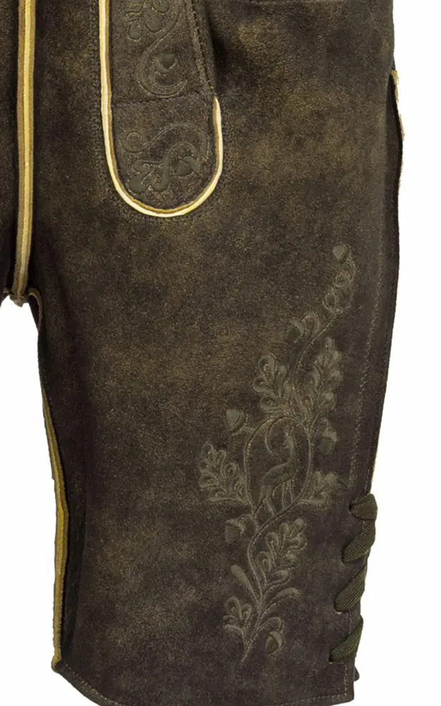 Hirschlederhose Spitzbua-RE mit Gürtel, Espresso