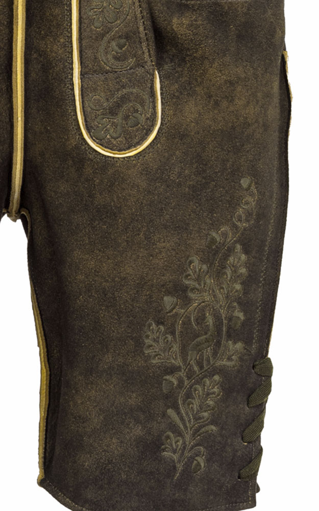 Hirschlederhose Spitzbua-RE mit Gürtel, Espresso