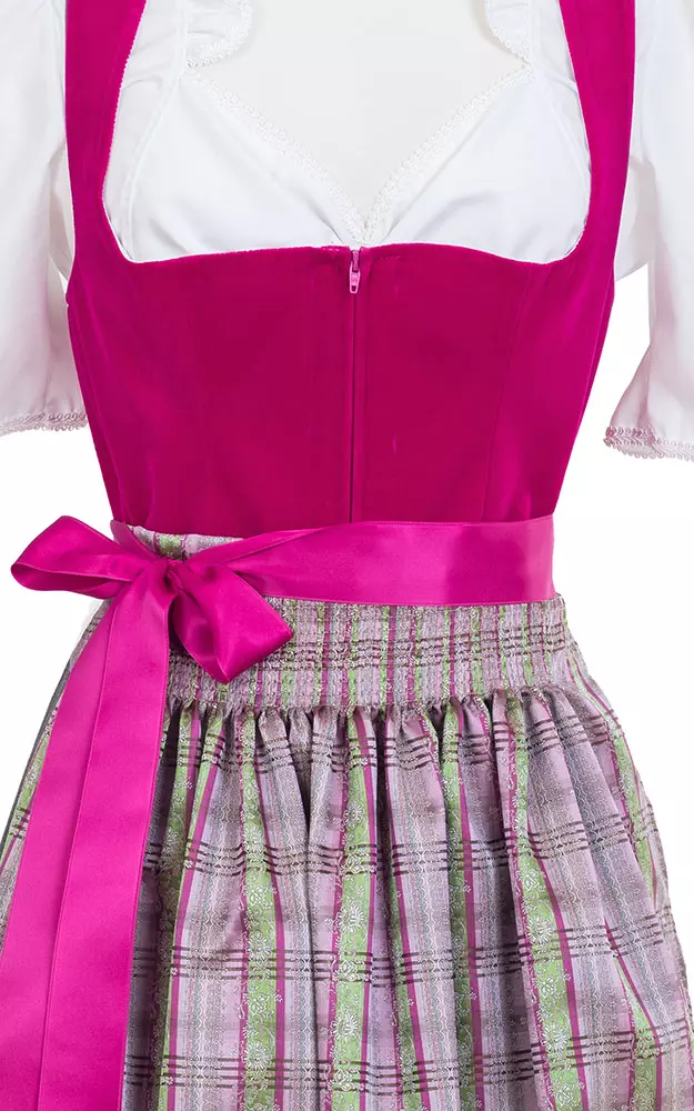 Blusendirndl Wildbach Samt pink, mit Schürze