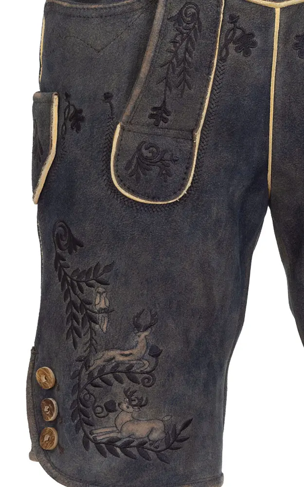 Lederhose Horgen mit Gürtel, schiefer anthtrazit