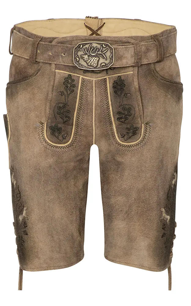 Lederhose Alois mit Gürtel, hellbraun rustikal