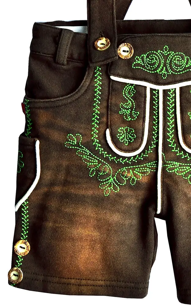 Baby-Stoff-Lederhose Fabi, dunkelbraun