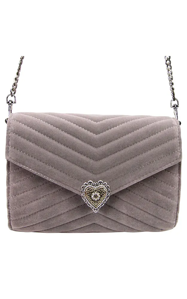 Trachtentasche Samtclutch, grau