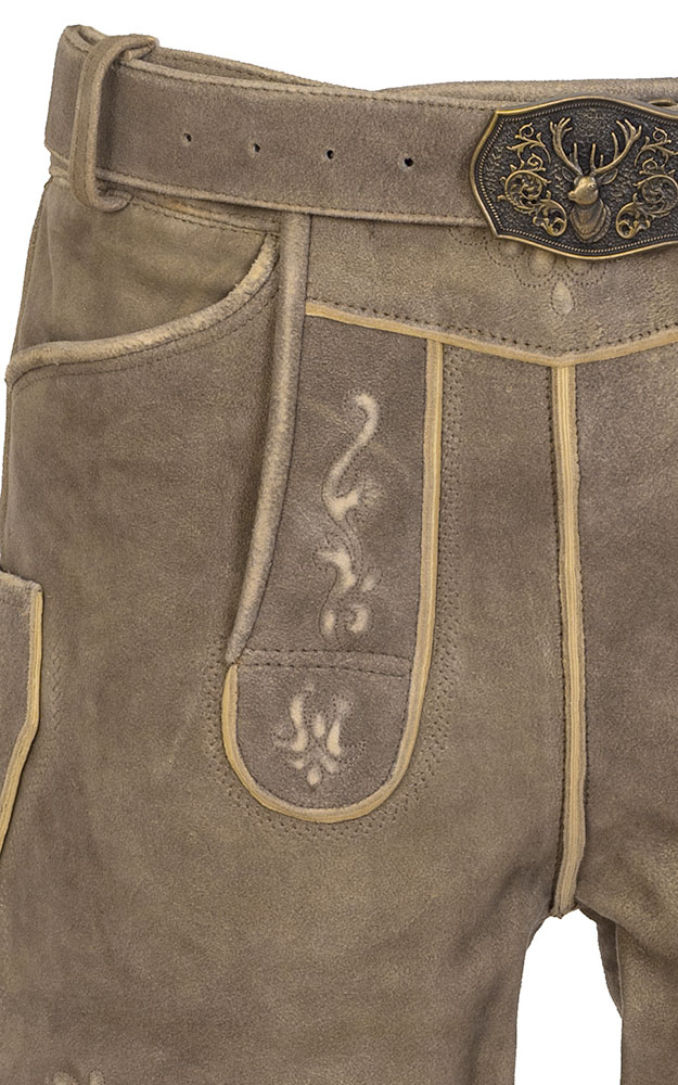 Lederhose 7788 mit Gürtel, khaki