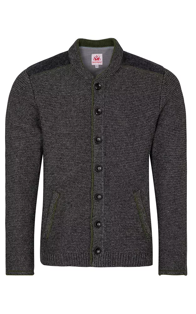 Strickjacke Alfred, dunkelgrau/oliv