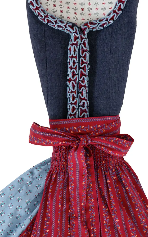Kinderdirndl Rosalinda mit Schürze, marine/weinrot