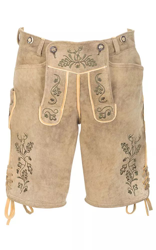 Hirschlederhose Hirschruf 2 ohne Träger, urig hell