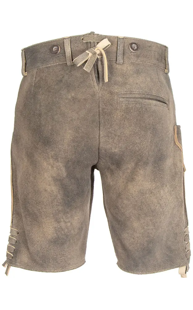 Hirschlederhose Ludwig ohne Träger, grau/silber