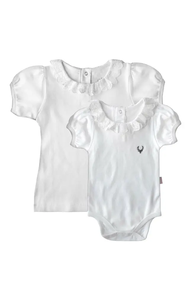Baby-Body Rüsche kurzarm, weiß