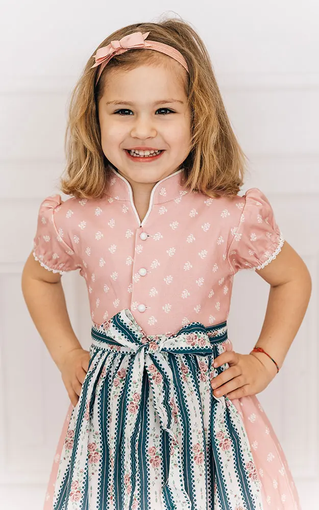 Baby-Dirndl Leni mit Schürze, altrosa