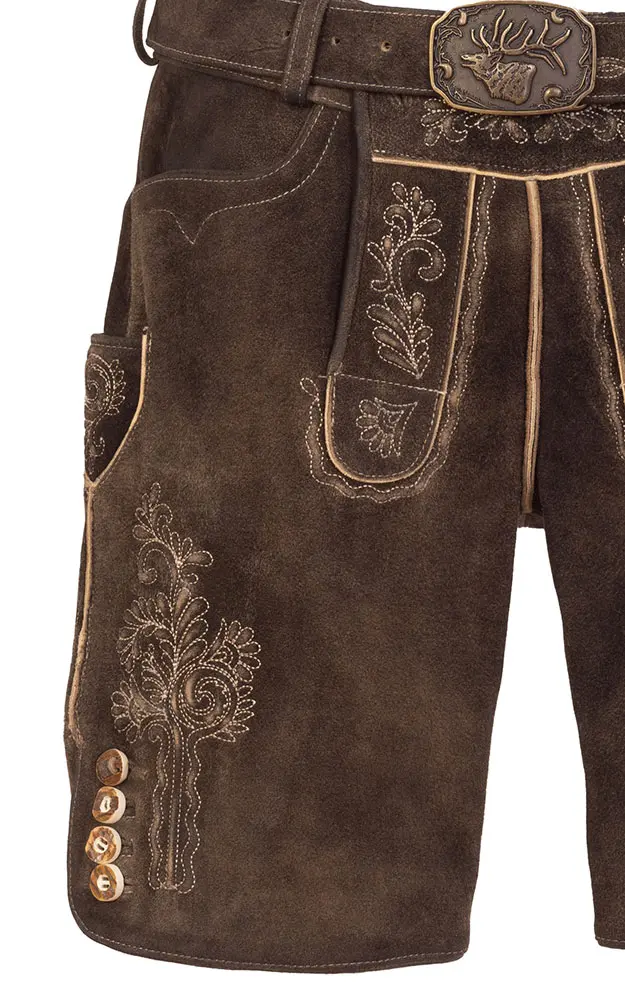 Lederhose Norbert mit Gürtel, vulkan