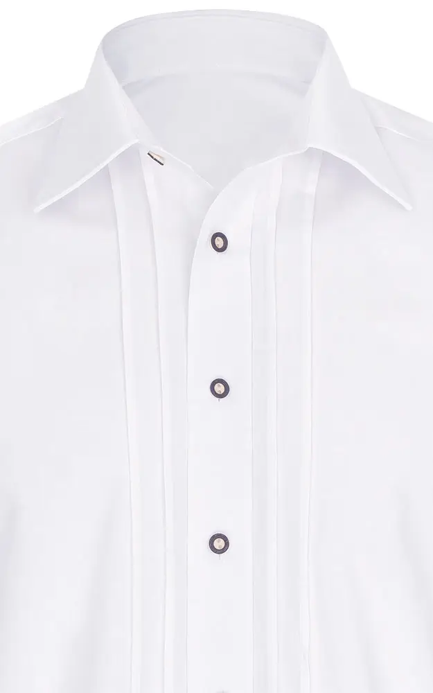 Hemd Hanco 4 Biesen, weiß Kurzarm