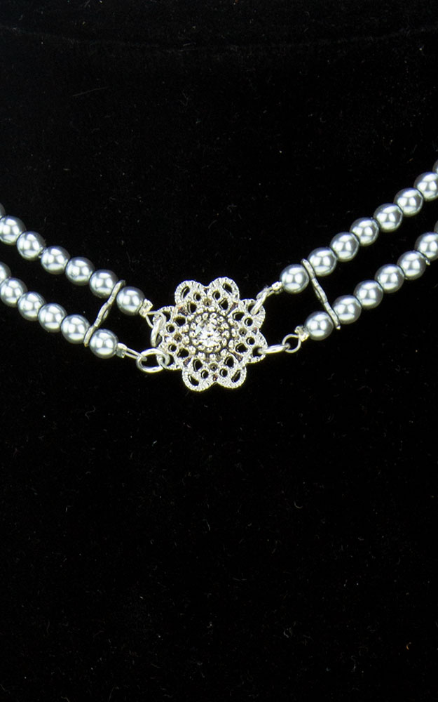 Kette Bea Perle, steingrau