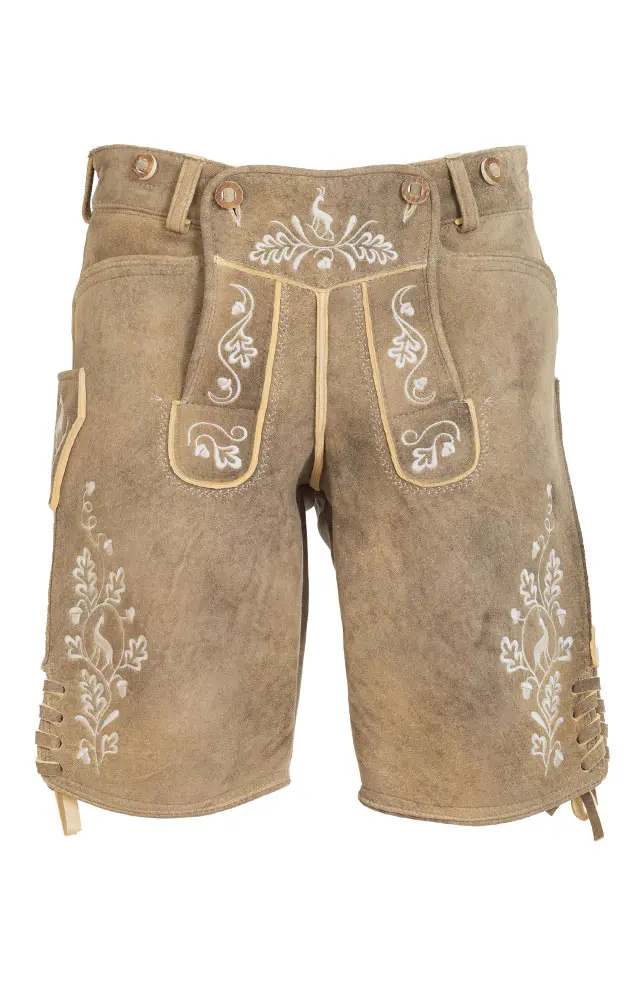 Hirschlederhose Ludwig ohne Träger, urig hell