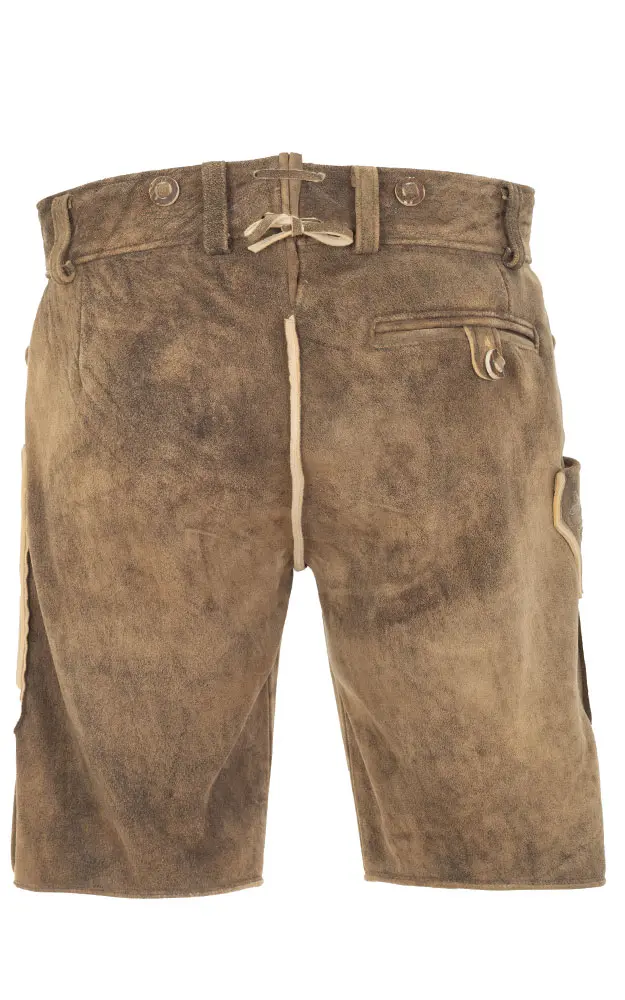 Hirschlederhose Appenzell, ohne Gürtel antik schwarz