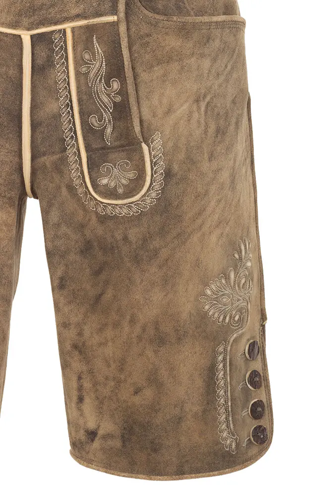 Hirschlederhose Appenzell, ohne Gürtel antik schwarz