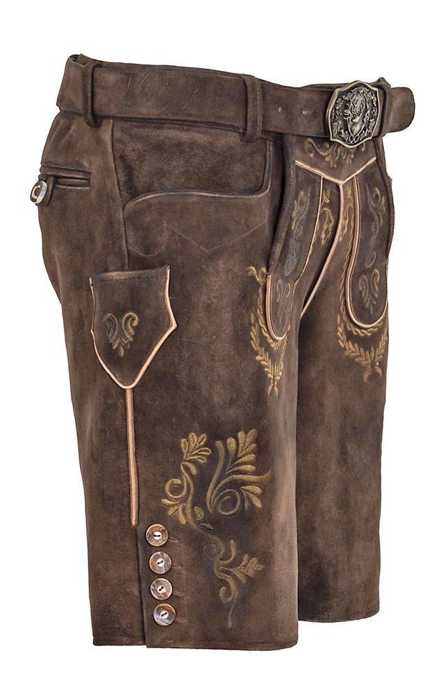 Lederhose Bregenz mit Gürtel, dunkelbraun