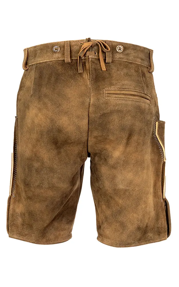 Lederhose Donau2 ohne Träger, braun/blau