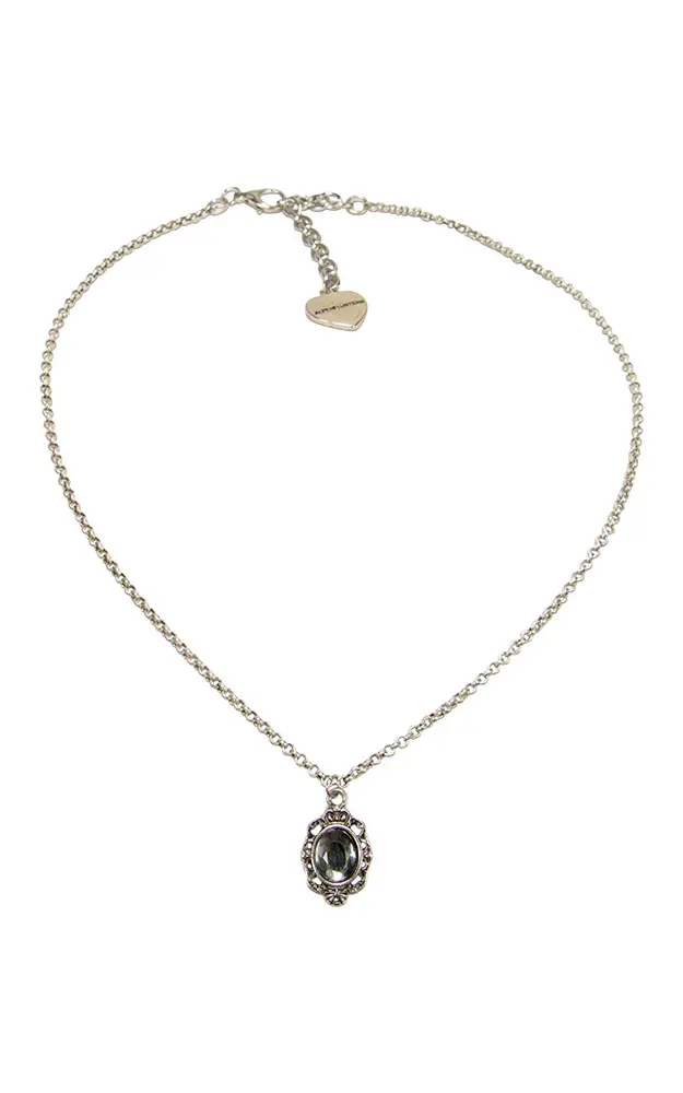 Kette Metall, silber Kristall