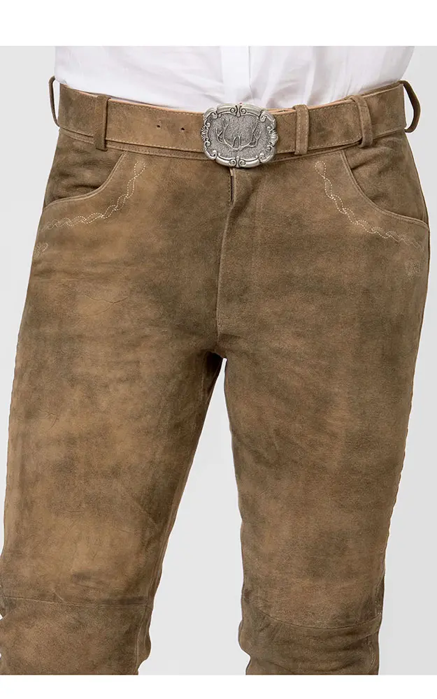 Lederhose Rocco mit Gürtel, havanna