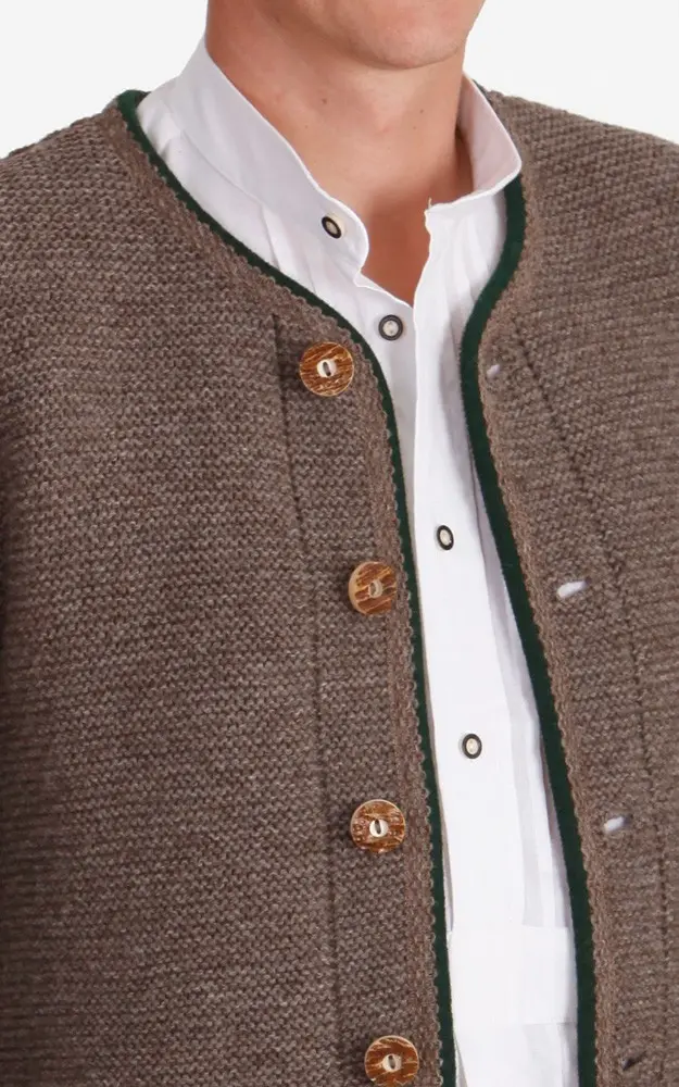 Strickjacke Gerhard, berber/tanne