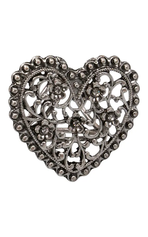 Tuchhalter Herz, altsilber