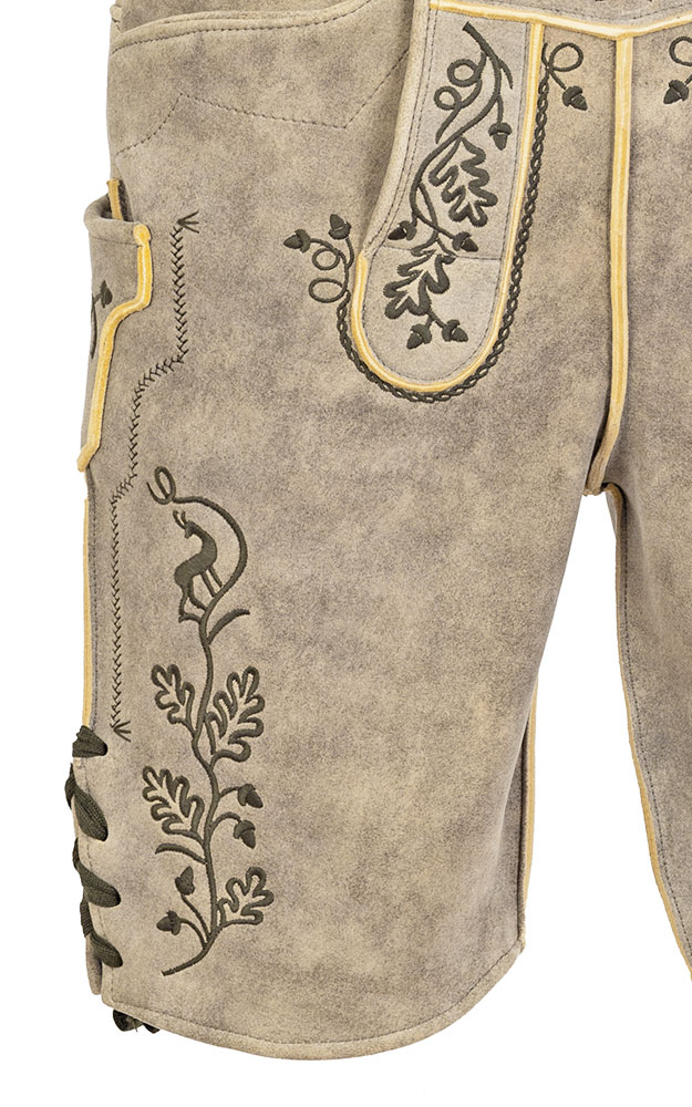 Hirschlederhose Spitzbua mit Gürtel, weizen rustikal