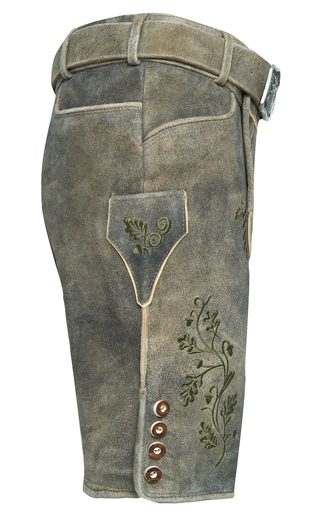 Lederhose Bruno mit Gürtel, graubraun