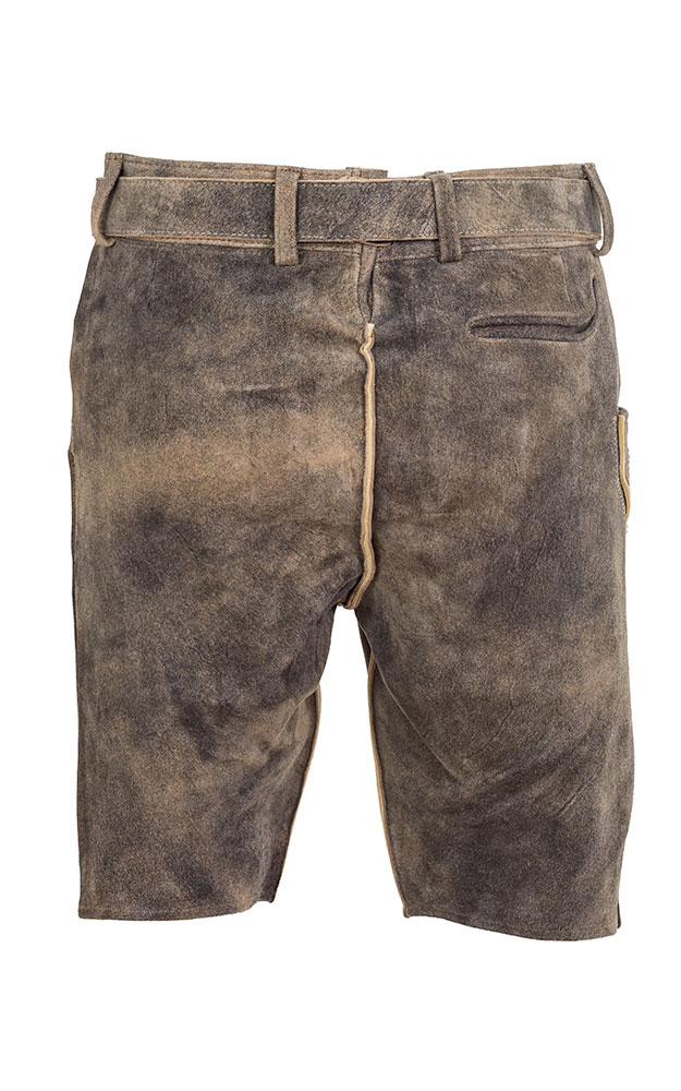 Lederhose Leo mit Gürtel, antikbraun