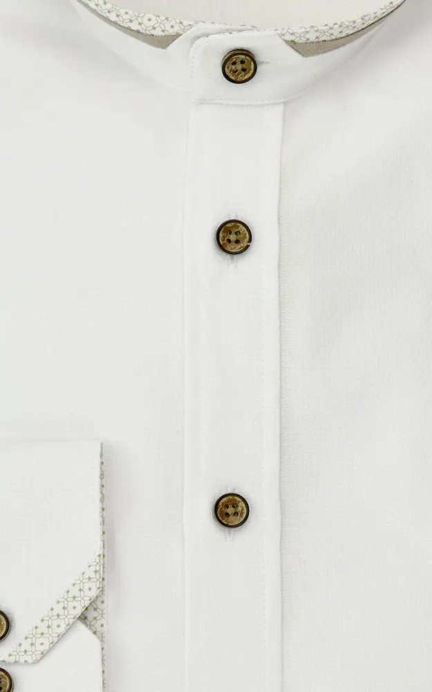 Hemd 3012, weiß/braun - Slim fit